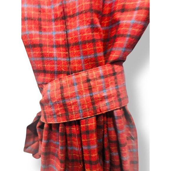 Laura Ashley Dress Womens Small Red Plaid Belted Vintage Prairie Cottagecore - Picture 8 of 13